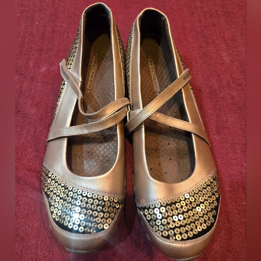 Skechers Bronze Sequin Flats